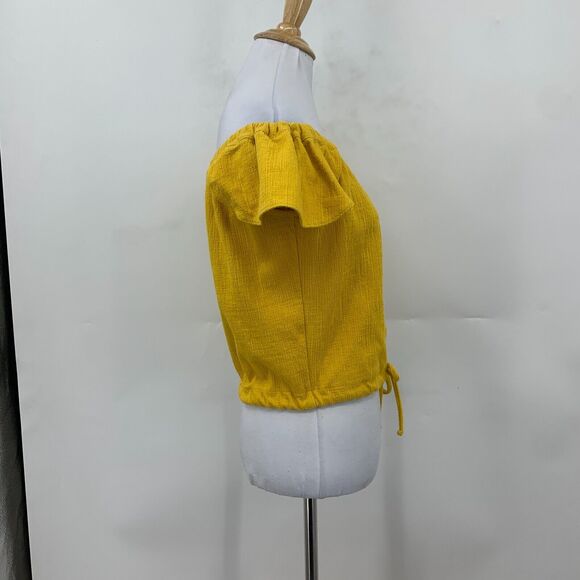 Madewell Textured & Thread Off The Shoulder Top Womens XS Extra Small Tie Waist - Picture 6 of 13